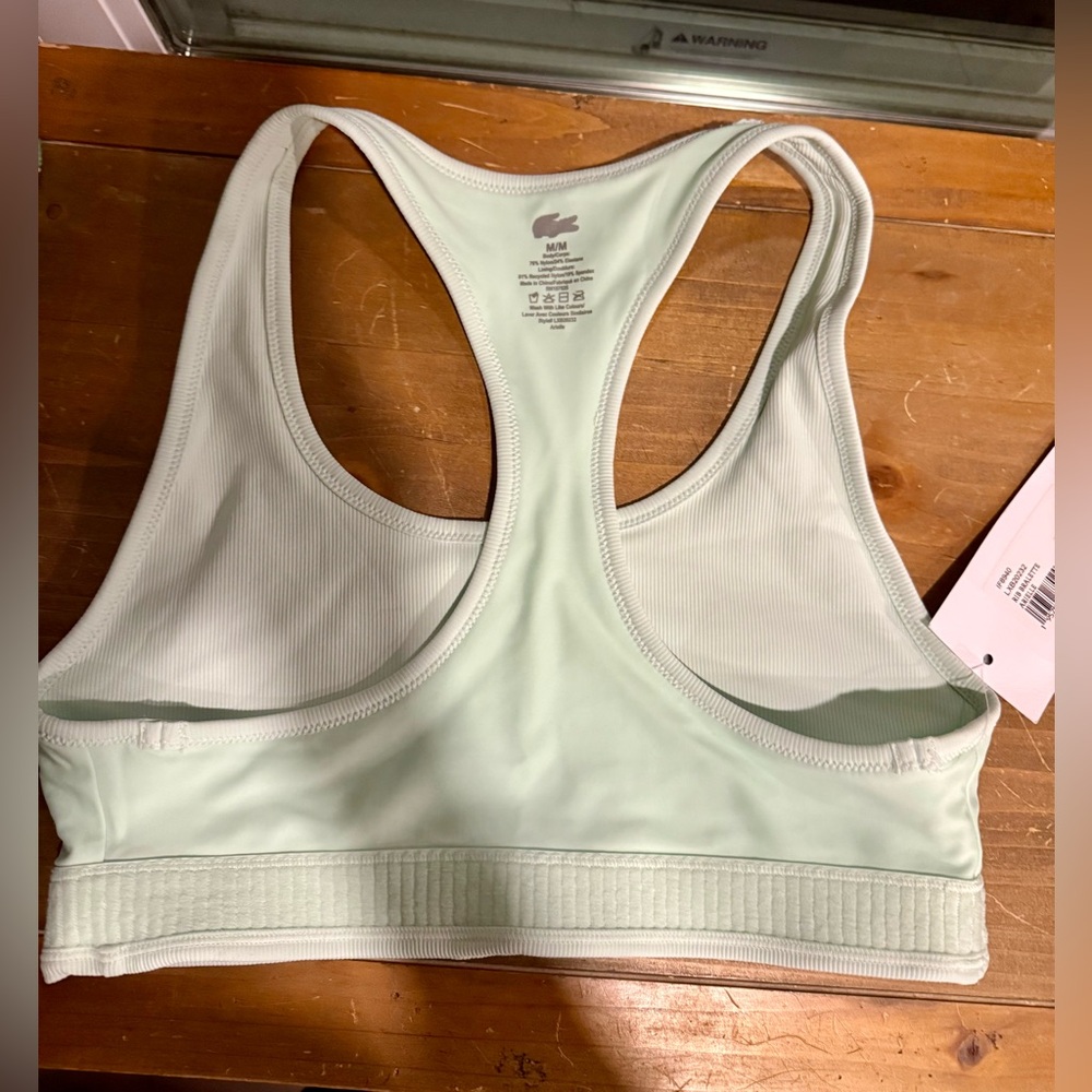 Lacoste x Bandier Ribbed Sports Bra Mint Green Size M NWT - Picture 7 of 7